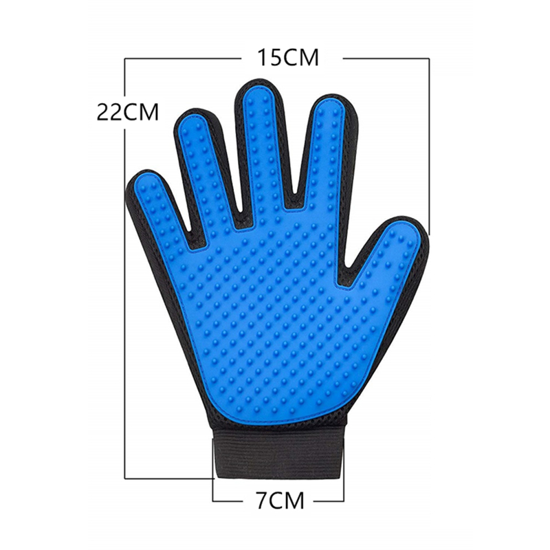 Silicone Pet Hair Remover Glove Blue Cat Brushing Glove For Small Animals