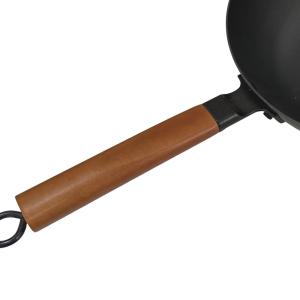 Quality 12&quot; Diameter SGS Cast Iron Skillet Wok With Wooden Handle wholesale