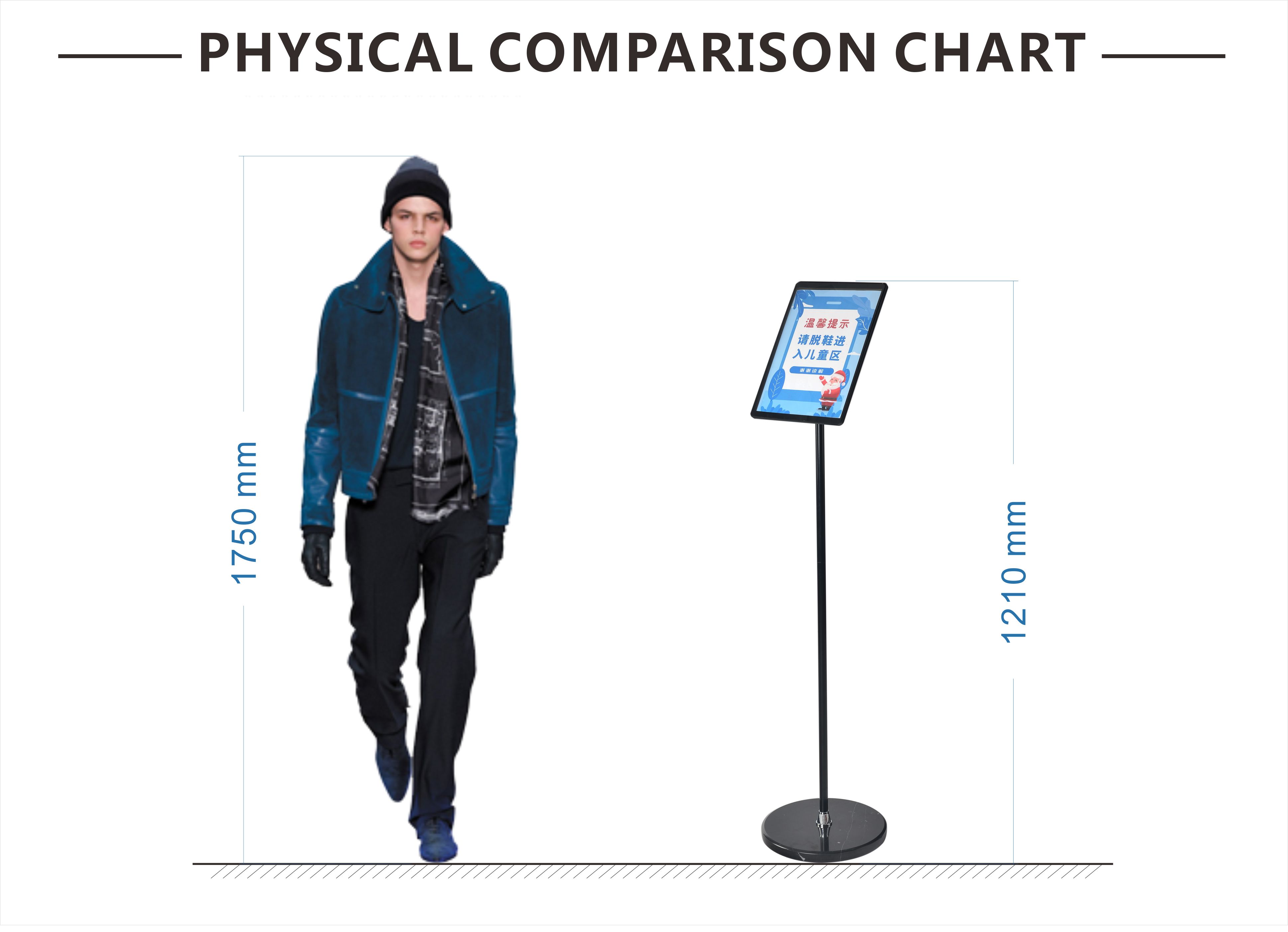 5.2kg Adjustable Sign Stand 1210x280mm Stainless Steel Pipe
