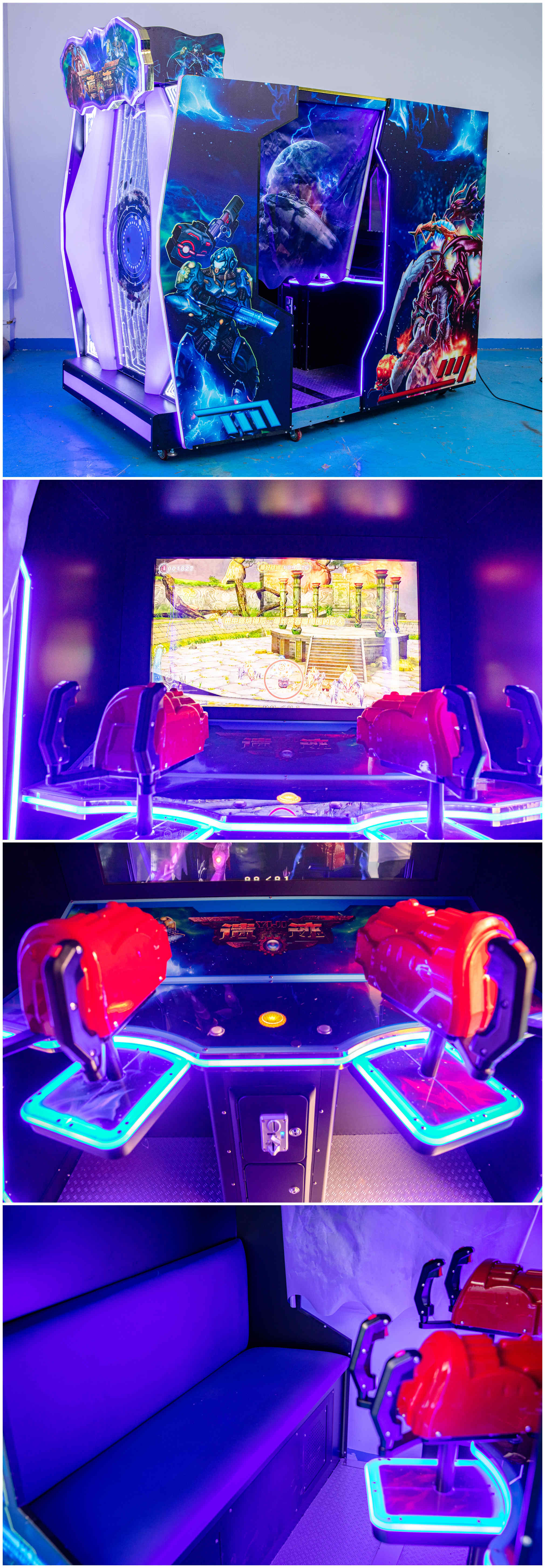 4D Aliens Swarm Shooting Arcade Game 2 Player Big Shooting Simulating Machine