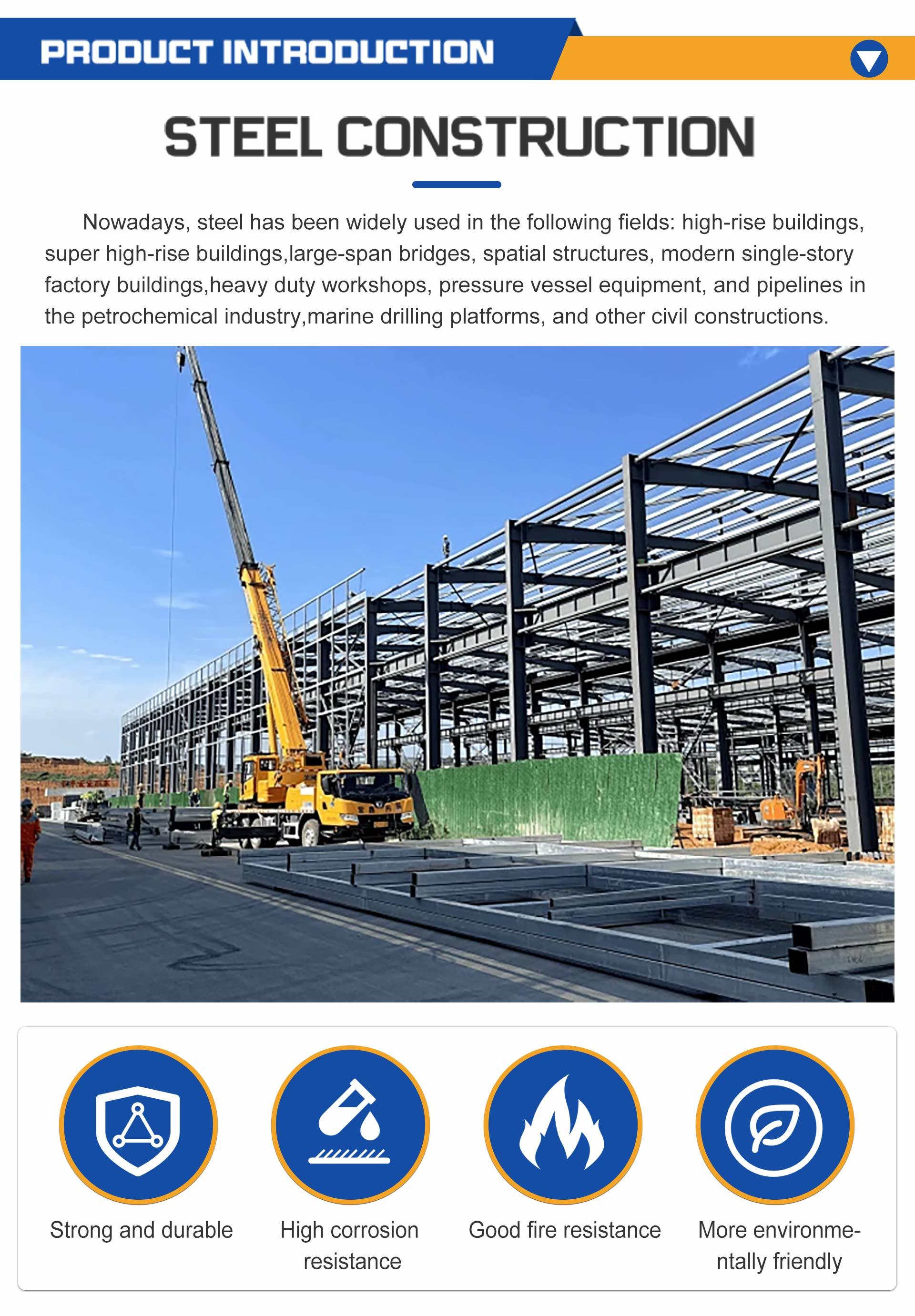 Wide Span Steel Frame Building Construction Prefab Metal Storage Buildings