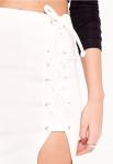 Lace up detail mini skirt white school japanese girl short skirt