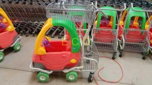 Quality Grocery Plastic Shopping Trolley , Steel Wire Kiddie Trolley Cart With 4 Elevator Wheels wholesale