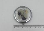 Silver Metal Hand Travel Round Makeup Mirror 2 Sided For Advertising In