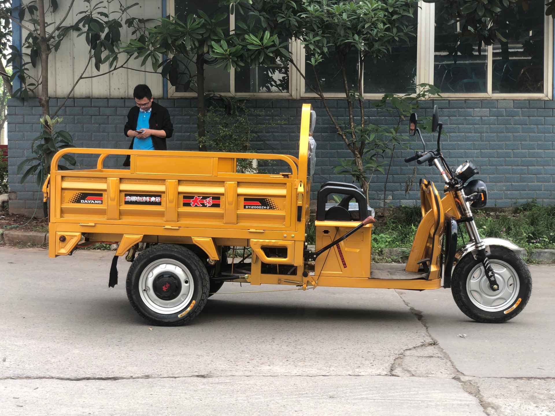 72V 1000W Electric Adult Tricycle for Cargo Max Body Trip Power Rickshaw Yellow