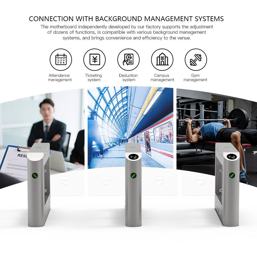 HCW SS304 Pedestrian Access Control Barrier Turnstile Gate 3.6cm Card Reading