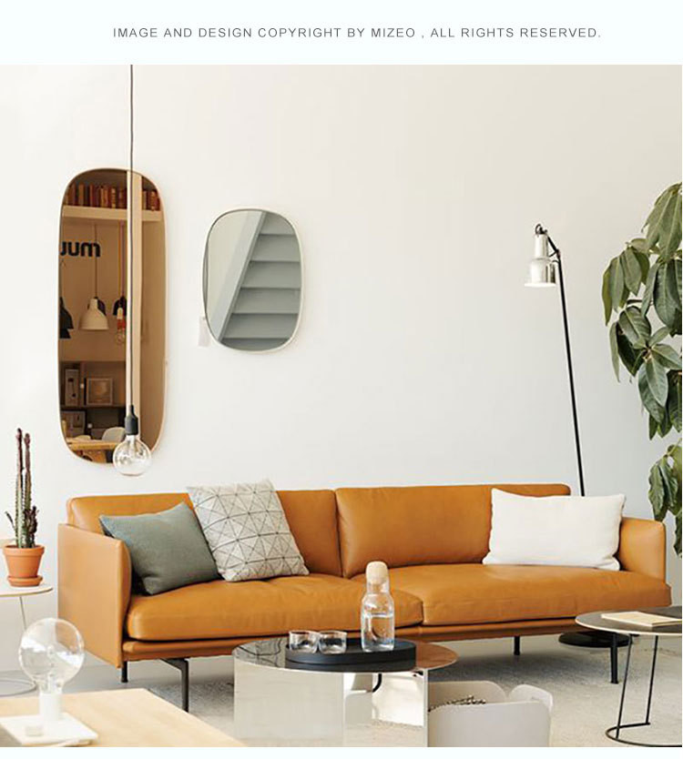 Nordic Small Leather Loft Three Seat 304 Modern Sectional Sofa