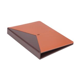 Quality orange blue pu leather guest information folder for 5-star hotel guest supply wholesale