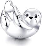 Bracelets BISAER 925 Sterling Silver Charms Cat Dog Sloth Butterfly Fairy Heart