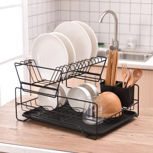 Quality Double Layer 33cm Height Steel Kitchen Basket Rack Rustproof wholesale