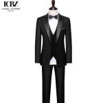 Regular Length Dark Color One-button Gun and Shawl Lapel Silk Collar Men's