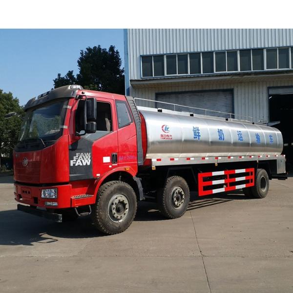 15001 - 30000L Fresh Milk Tanker Truck , FAW 15.3m3 304 Stainless Steel 6*4