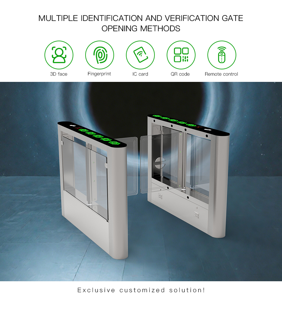HCW Swing Barrier Turnstile Gate Waterproof Electronic Automatic High Security For Gym
