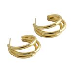 Lanciashow 925 Solid Silver Gold Plated Jewelry Circle Hoop Earrings Three Band