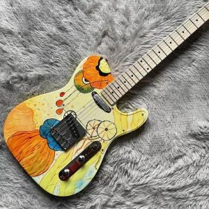 Quality Custom Fender Style TLEE Electric Guitar Yellow Color Lotus Maple Fretboard Fixed Bridge wholesale