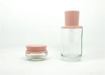 Skincare Glass Cosmetic Containers , Round Shape Cosmetic Bottles And Jars