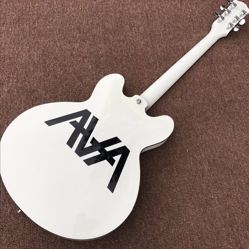 Hollow body JAZZ electric guitar with white top