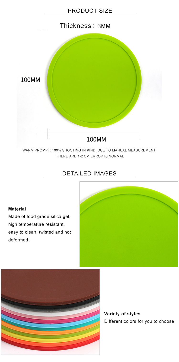 Cheap Custom Logo Round Silicone Tea Cup Placemats Silicone Coaster