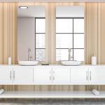 YALIG Customized Counter Wash Basin Wooden White Cabinet Bathroom Vanity