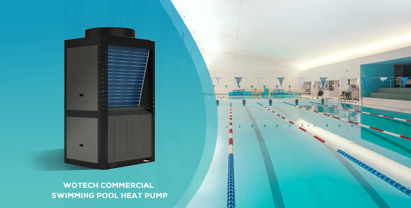 115Kw R32 Swimming Pool Air Source Heat Pump Commercial Wotech Metal Housing For Hotels