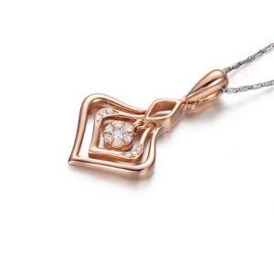 Quality Hot Sale Women Rose Gold Diamonds Heart Shape Pendant Necklace (GDN007) wholesale