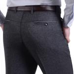 Drawstring Closure Men's Chinos Pants Trousers in Slim Fit Cotton Linen Plaid
