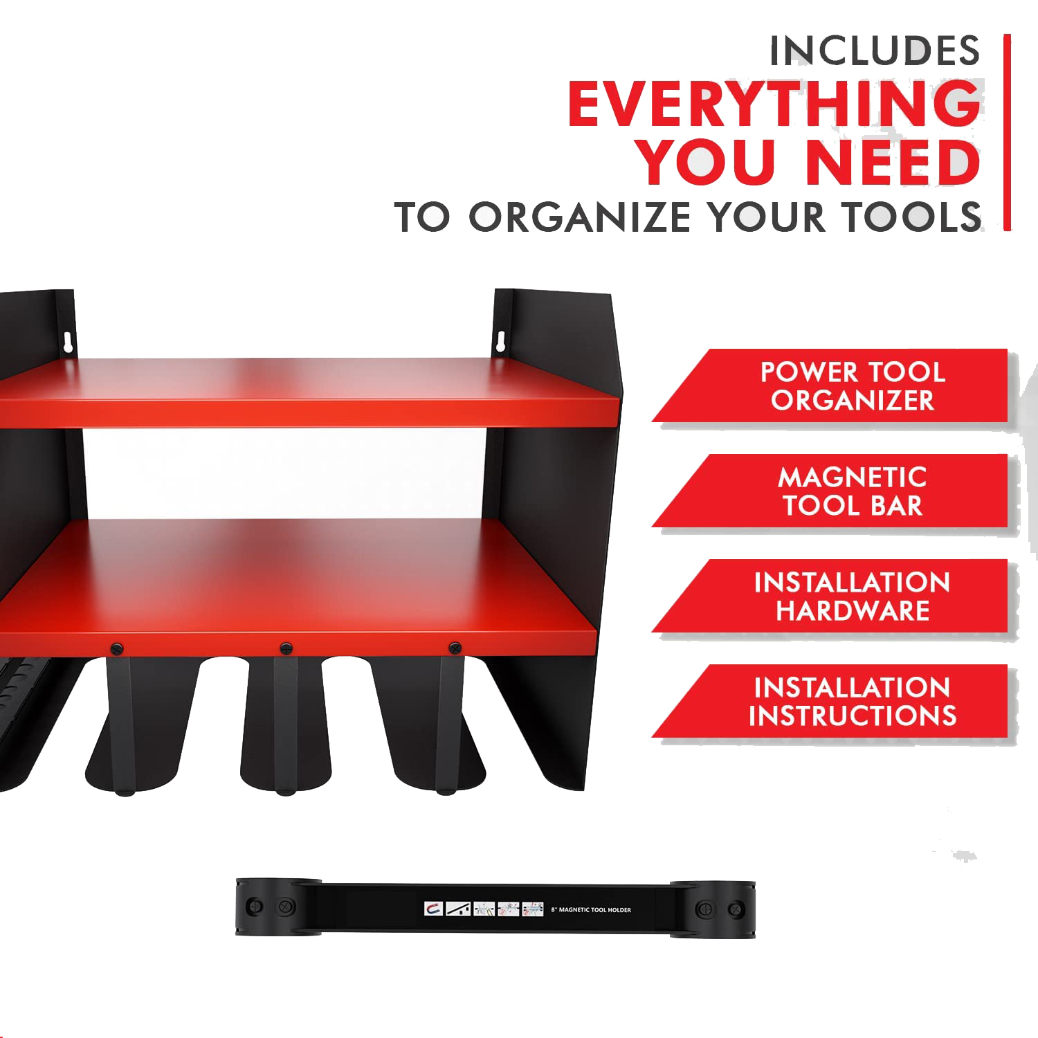 Steel Wall Mount Power Tool Storage Rack for Garage Organization Heavy Duty Solution