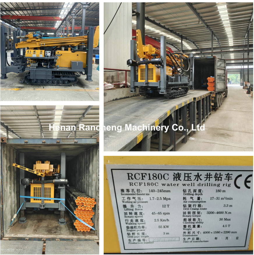 180m Depth Crawler Mounted Drill Rig Machine 55KW 90mm - 300mm Dia