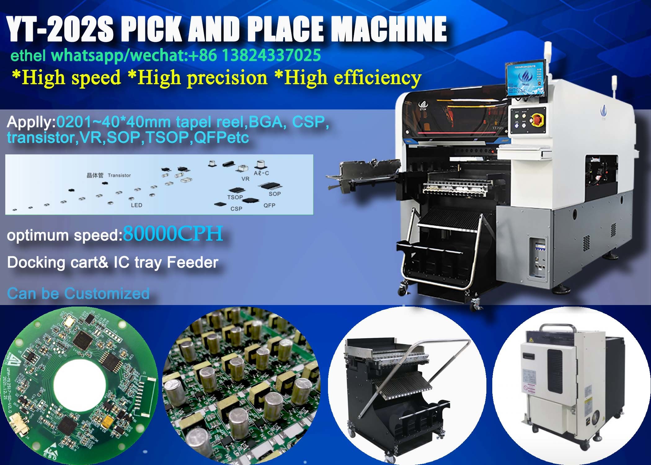 High Precision LED Bulb Pick And Place Machine 80000CPH For 0201 Components