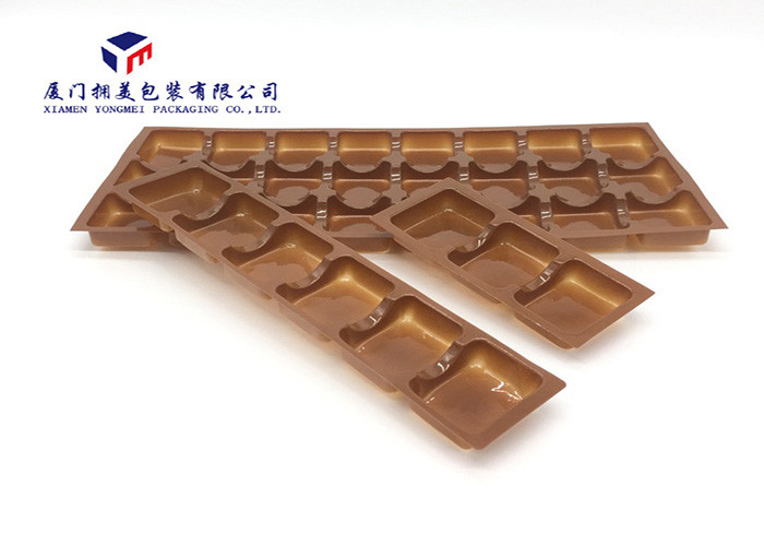 Brown Color Plastic Retail Packaging Boxes Vacuumformed PET Tray Pack Chocolates