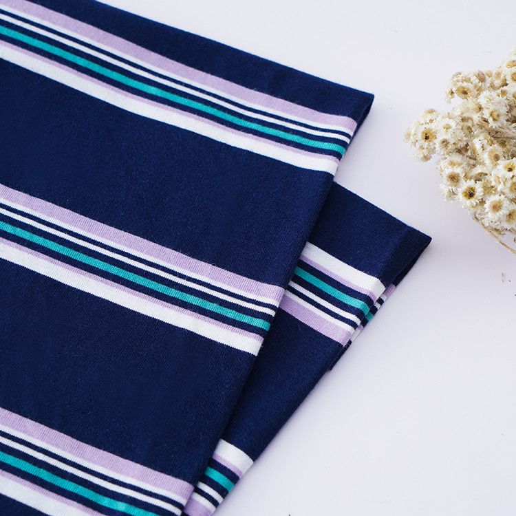 Moisture Absorption And Healthy Breathable Striped Knit Fabric For T-Shirt