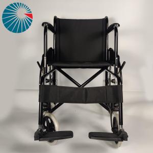 Quality Simple Lightweight Steel Folding Wheelchair Black Powder Coating Frame wholesale