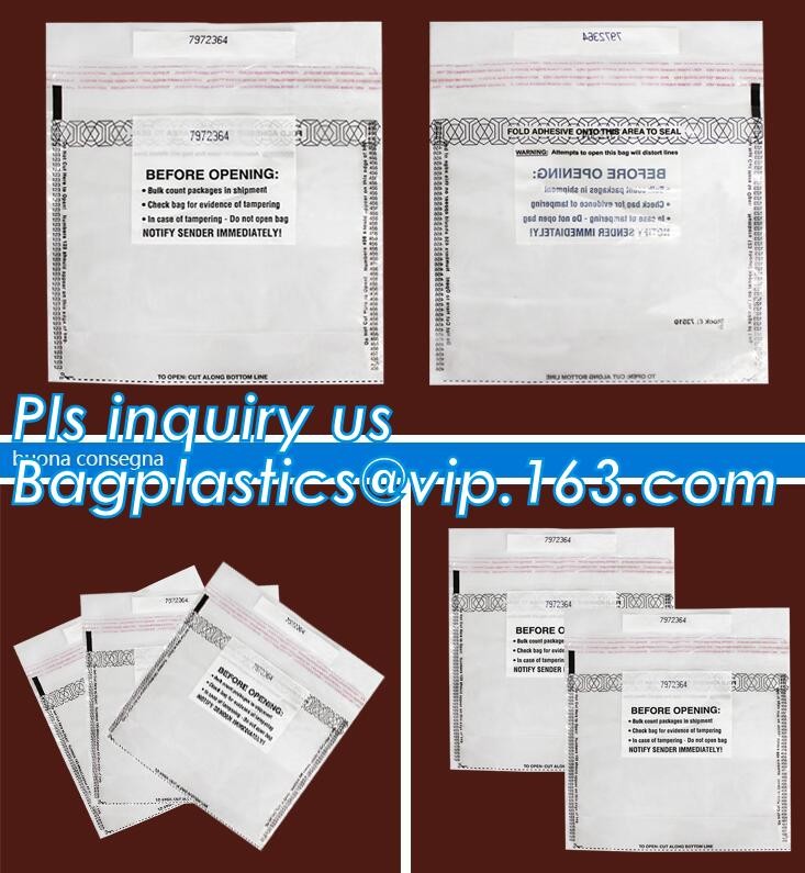Opaque Tamper Evident Sealing Plastic Bank Money Steb Security Bag / Custom Self Adhesive Plastic Courier Bag, bagease