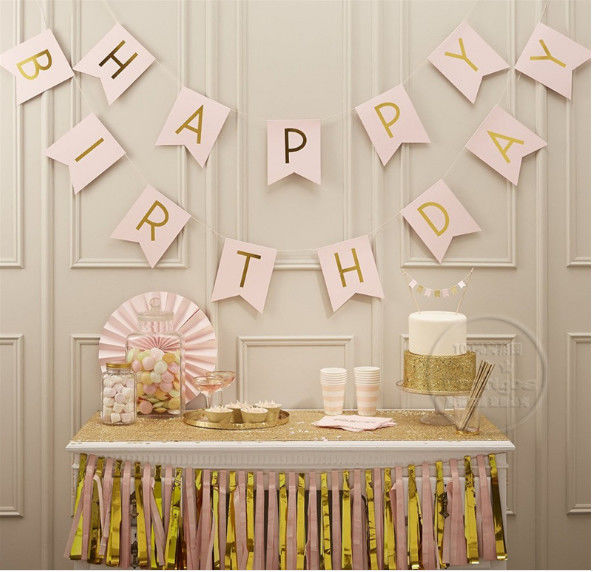 Paper Ball Bunting Set Wedding Party This set includes: A set of pink happy birthday fish tail flag