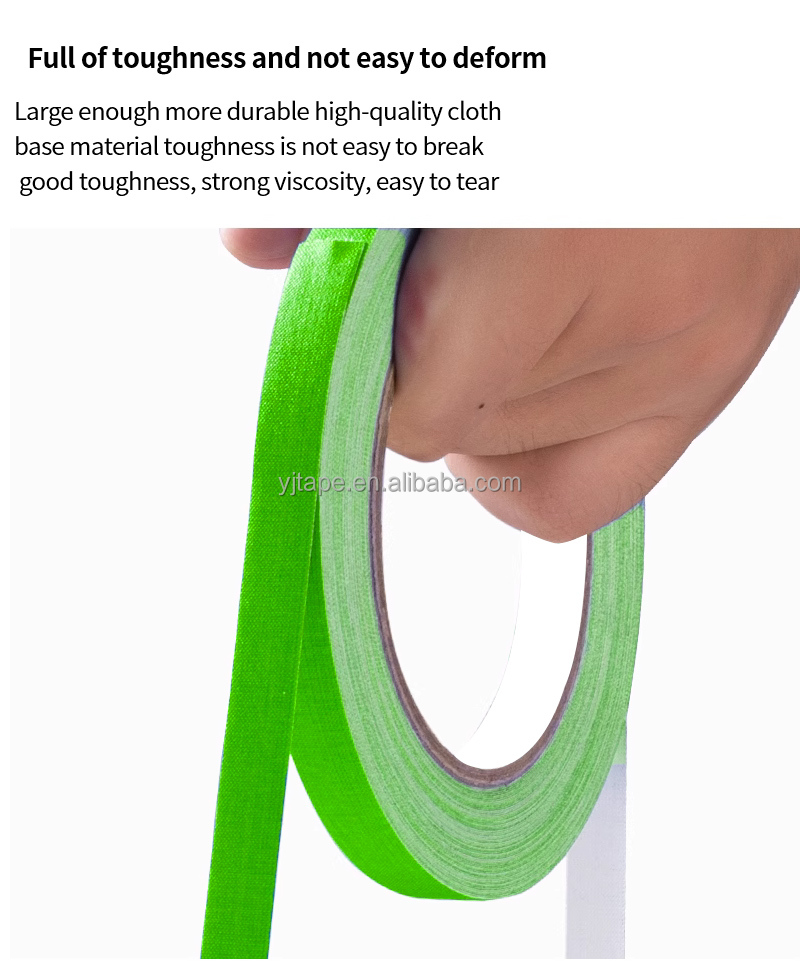 Customized Width Heavy Duty Floor Stage 320U Fluorescent Cloth Duct Tape For Sealing