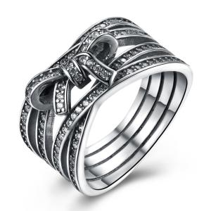 Quality 925 Sterling Silver Bowknot Finger Ring With Crystal Women Ring European Original Jewelry Gift wholesale