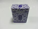 Metal Tin plate Rectangle Printed Blue And White Porcelain Box , 0.23mm Tinplate