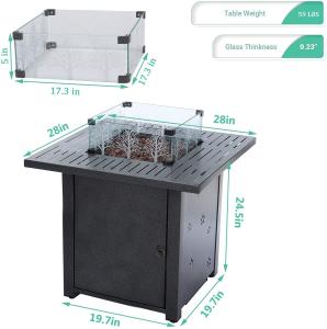 Quality Modern 28 Inch Square Fire Pit Table Liquefied Petroleum Gas wholesale