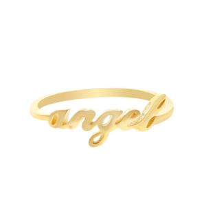 Quality Solid Gold Angel Name Ring for Women Handmade Glitter 925 Sterling Silver Modern N/A wholesale