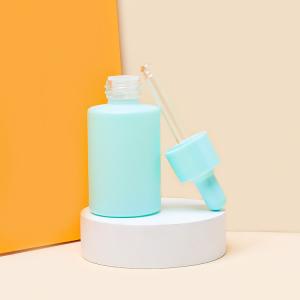 Quality Sky Blue Color Glass Serum Dropper Bottles Hair Oil Packaging 30ml wholesale