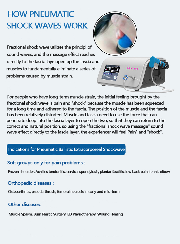 Pneumatic Portable Shock Wave Therapy Machine For ED QD Non Invasive Treatment