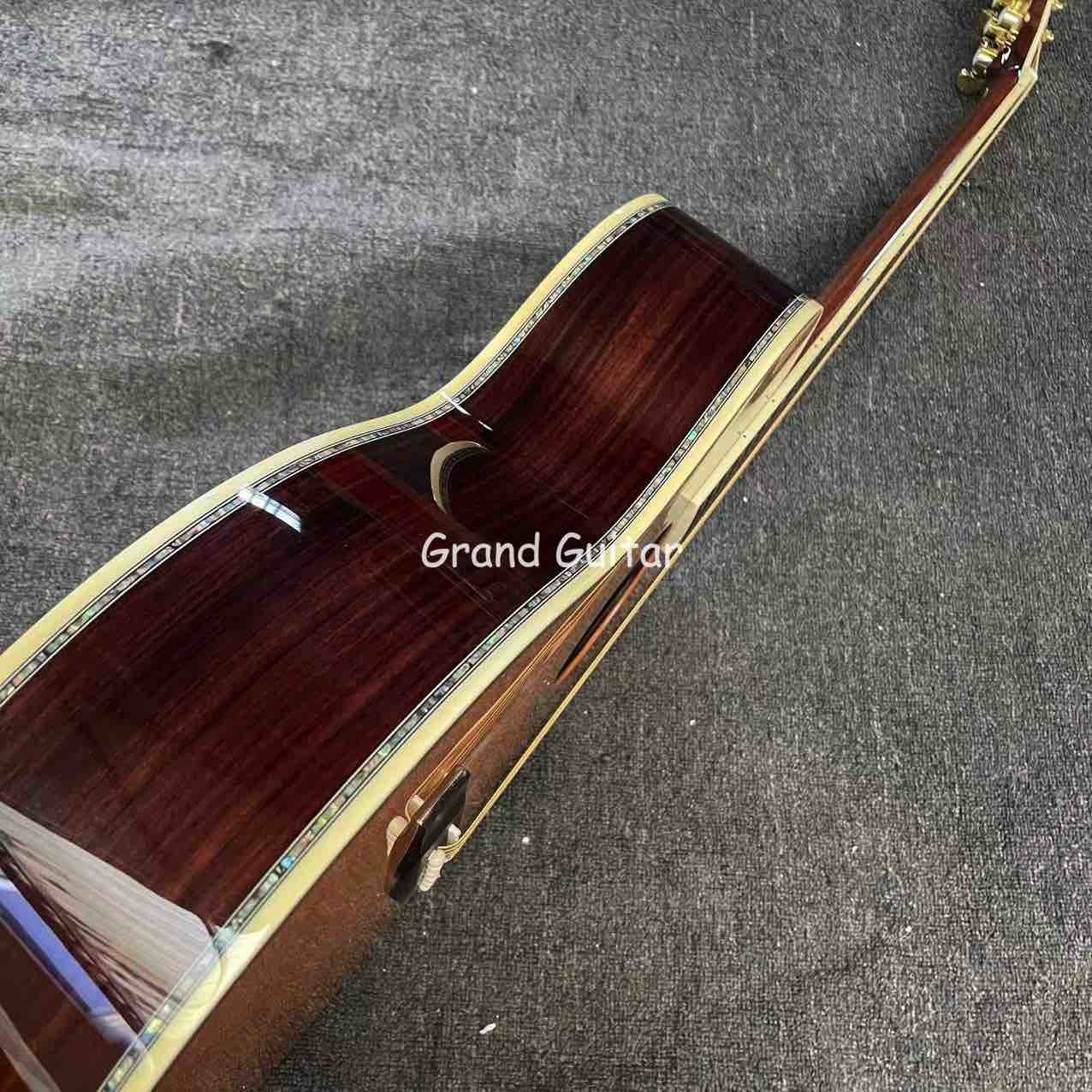Custom OM Body Cedar Top Acoustic Electric Guitar with ROSEWOOD Back Side