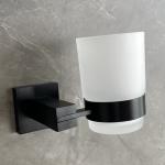 SUS304 Black Bathroom Tumbler Holders 3.74 Inch Wall Mounted