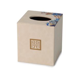 Quality 130*130*135 beige leatherette tissue box cover manufacturer for 5-star hotel guest supply wholesale