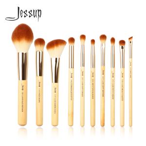 Quality Jessup 10 Piece Makeup Brush Set Eco Friendly Bamboo Handle wholesale