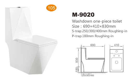 Diamond Shape Conjoined Toilet Wc White Ceramic 680x375x830mm