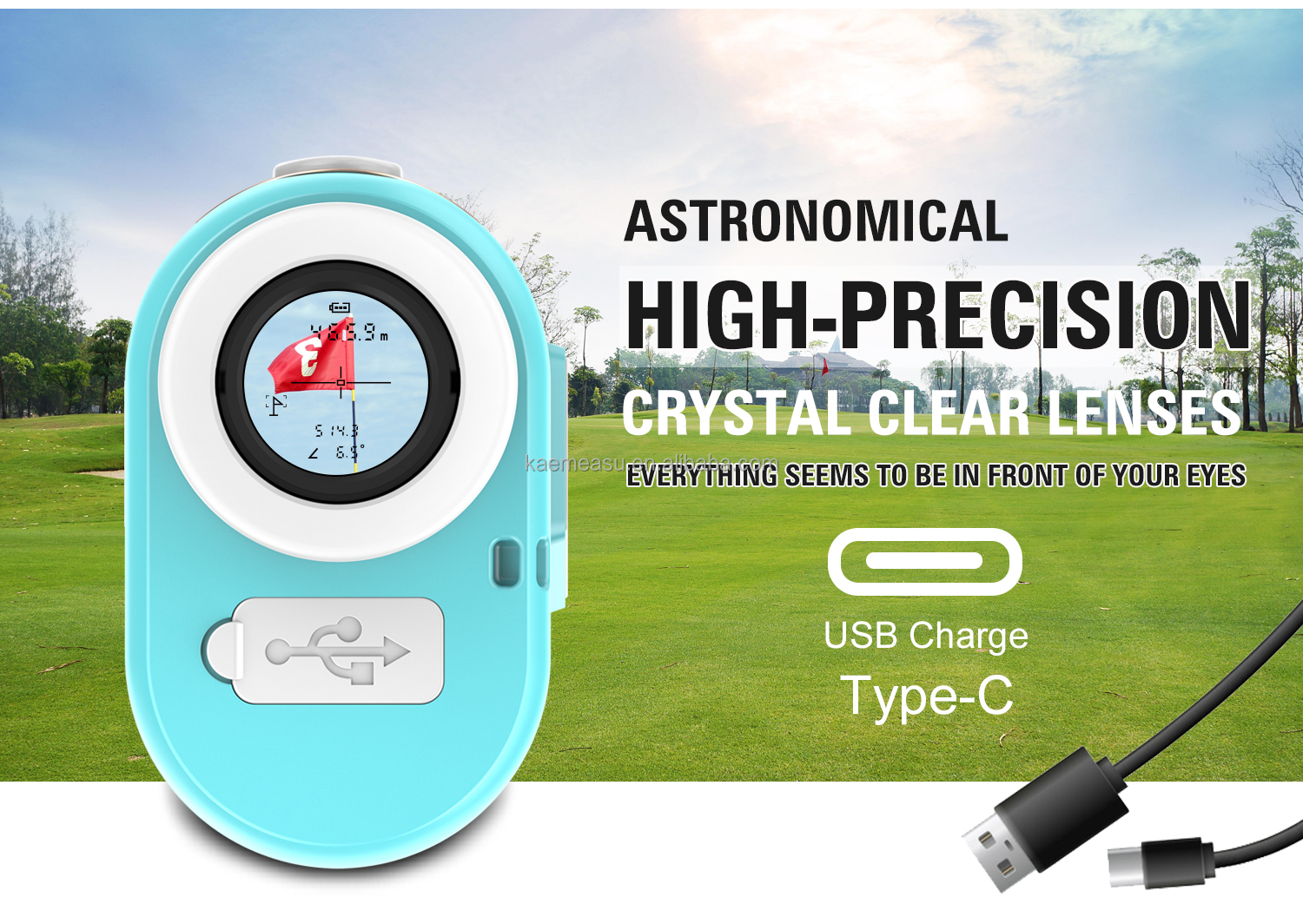 Rechargeable Battery Powered 1200m Golf Laser Rangefinder 6.55X Magnification Industrial Grade OEM 92*58*35mm