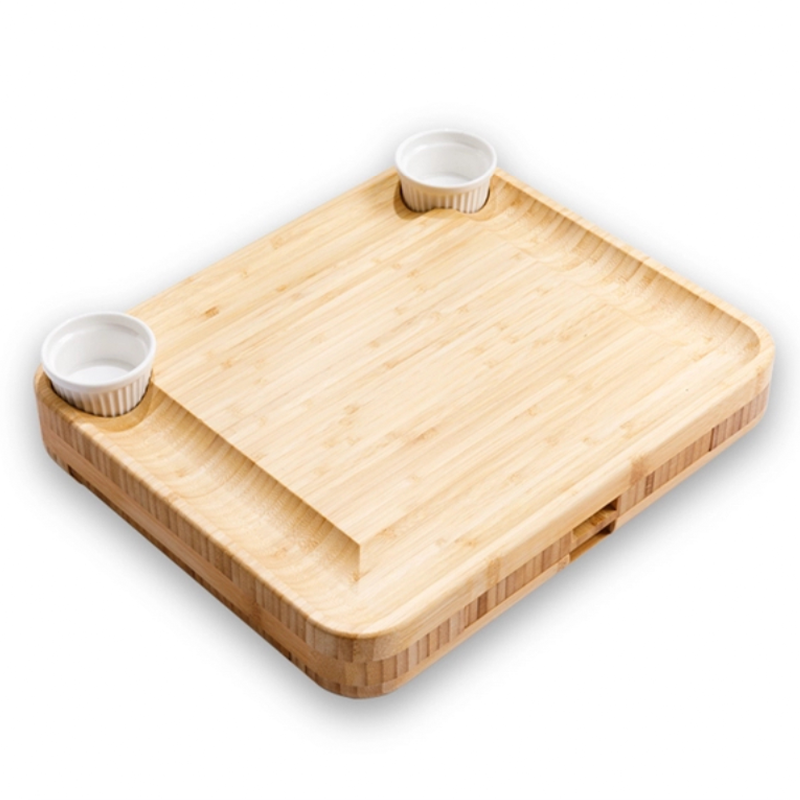 Eco Friendly Bamboo Charcuterie Boards Wood Cutting Blocks With Cutlery Set
