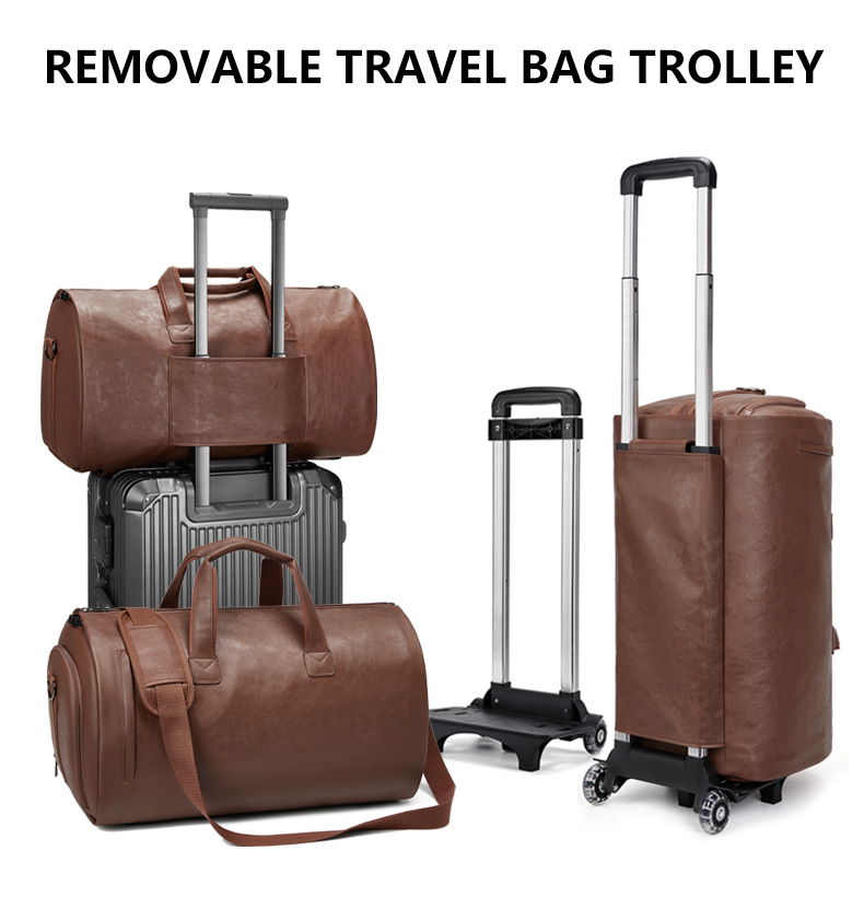 OEM Rolling Garment Male Travel Duffle Bag With Trolley Sleeve Multipurpose