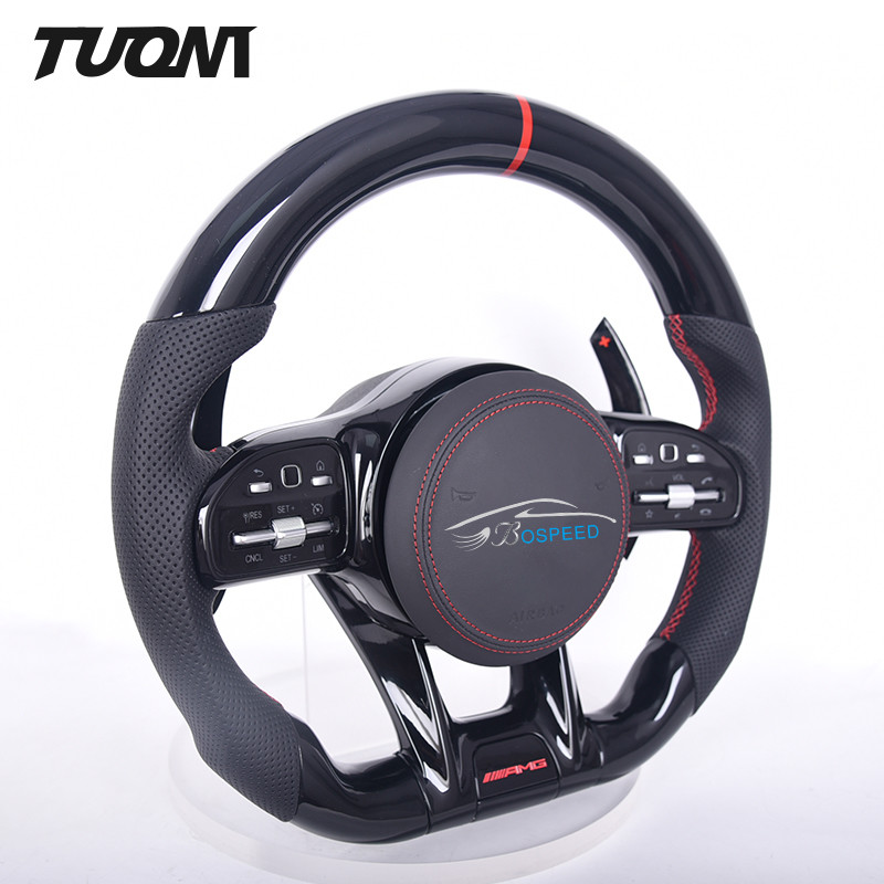 Mercedes Real Carbon Fiber Leather Steering Wheel 350mm Automotive Parts
